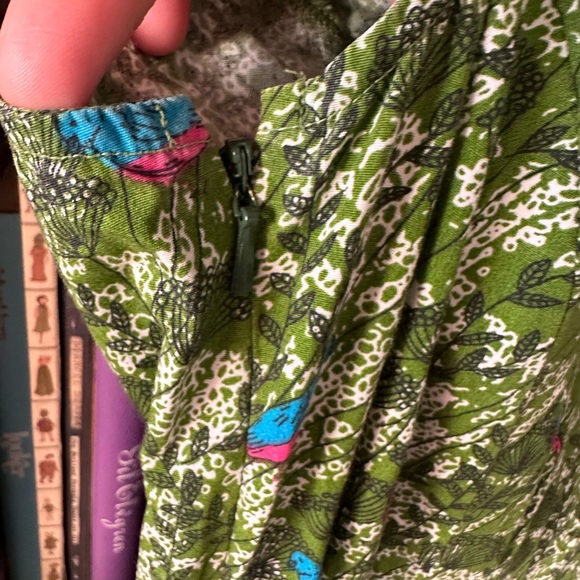 EShakti Greeb Cotton Flora and Bird midi dress - Picture 5 of 5